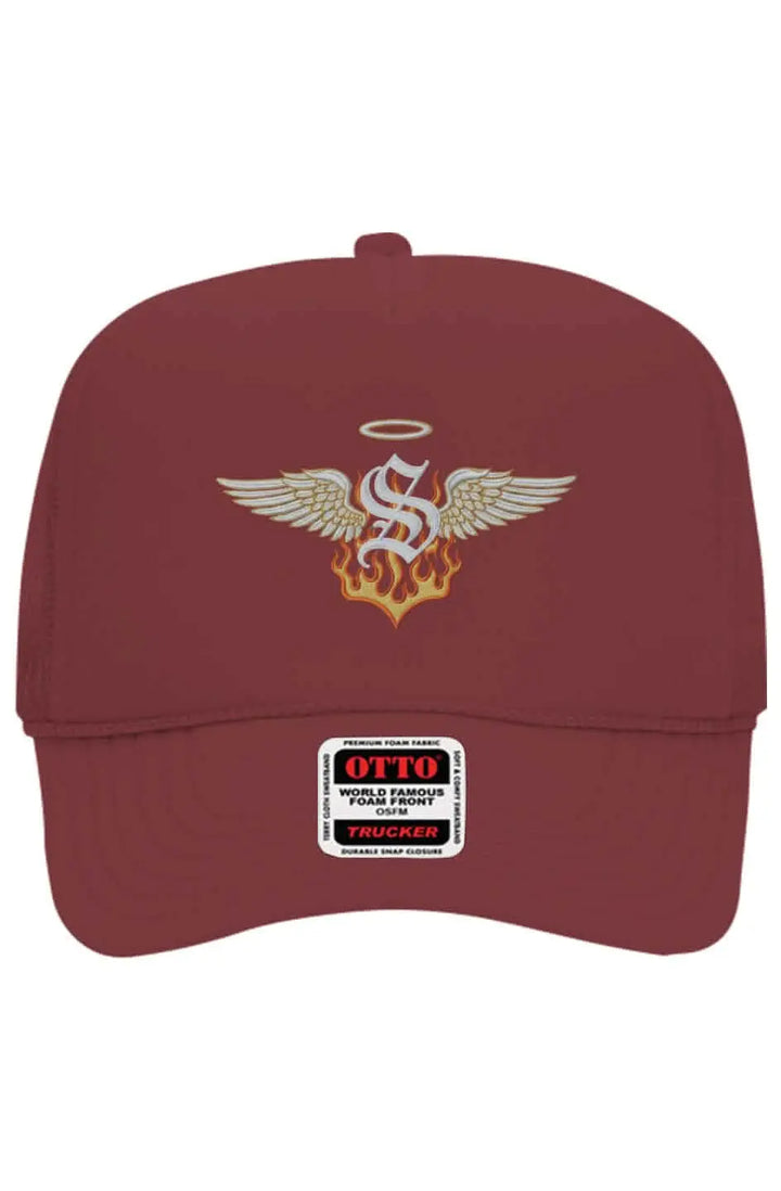 Trucker Hat Angel S Halo Flames Trucker Hat - Maroon