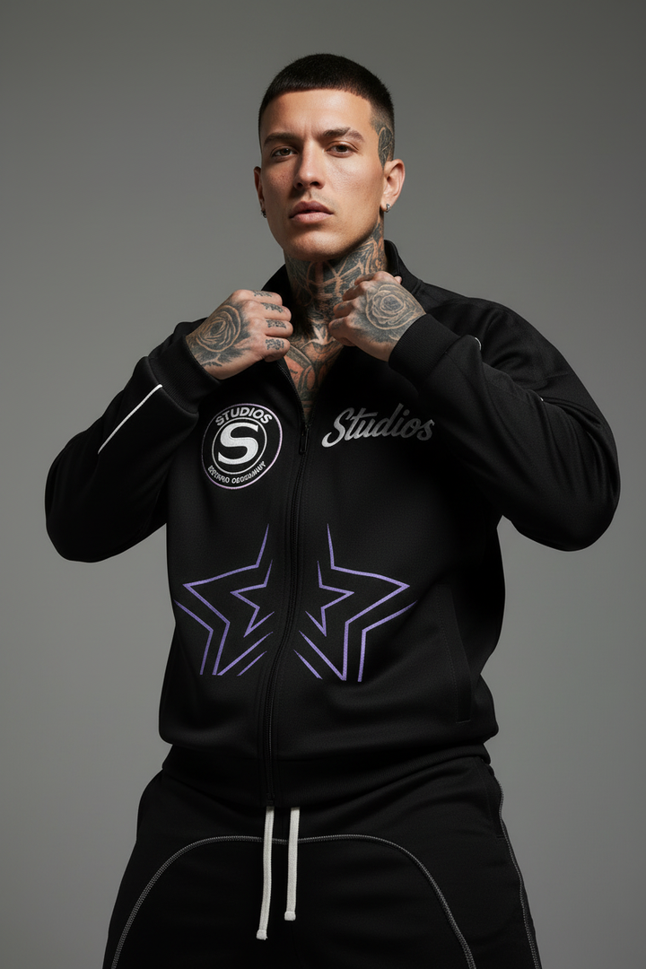 Close-up of same model showing jacket details