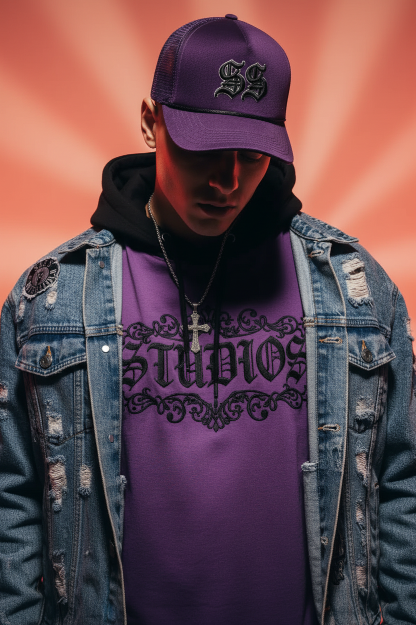 Studios Purple Statement Tee Editorial